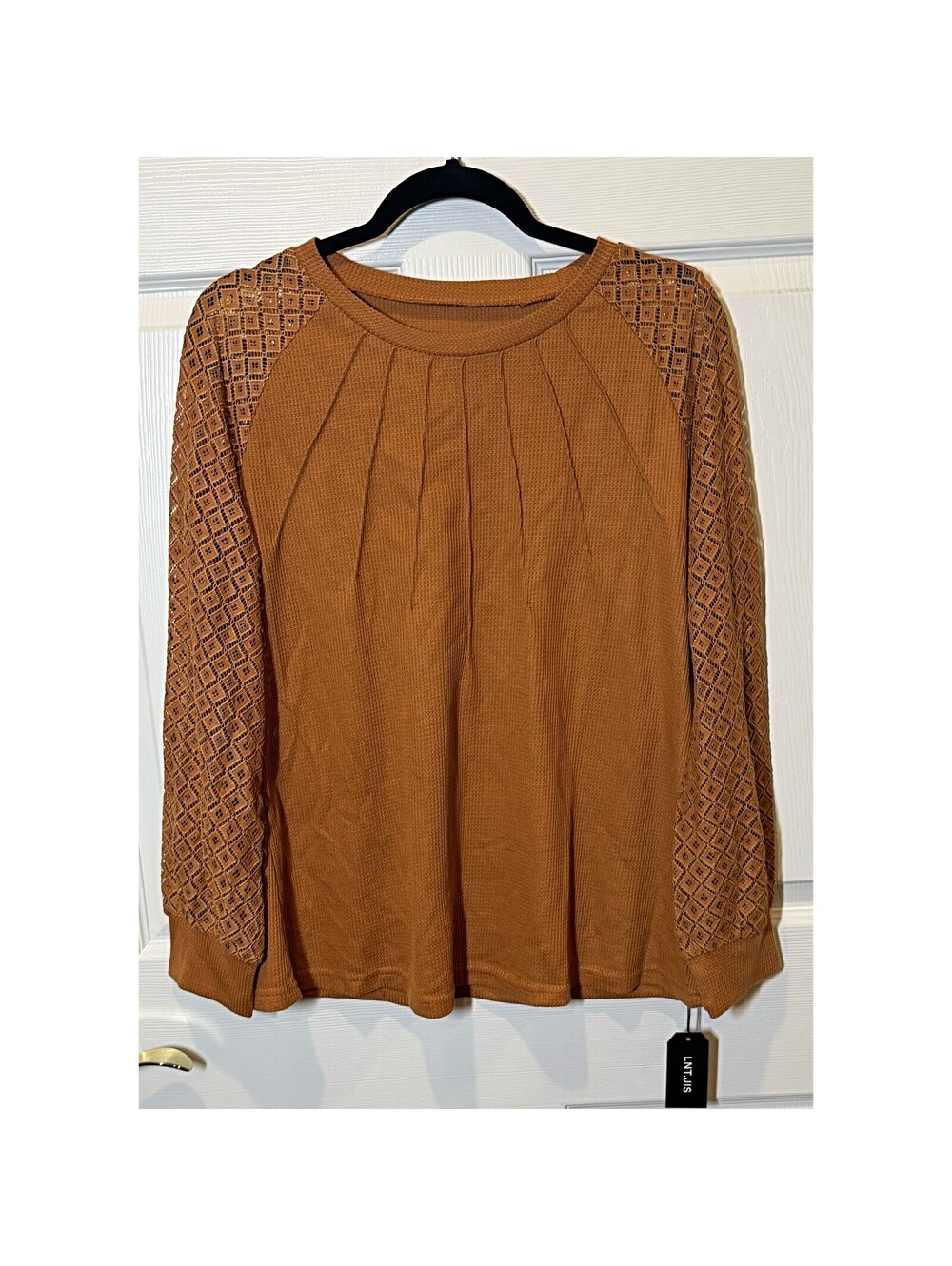 Long sleeve top with patterned sleeves